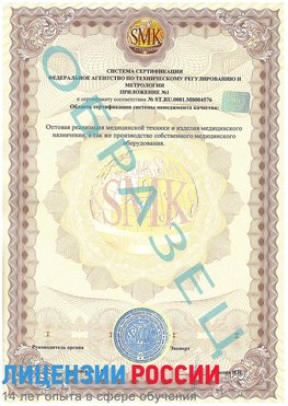 Образец сертификата соответствия (приложение) Курганинск Сертификат ISO 13485